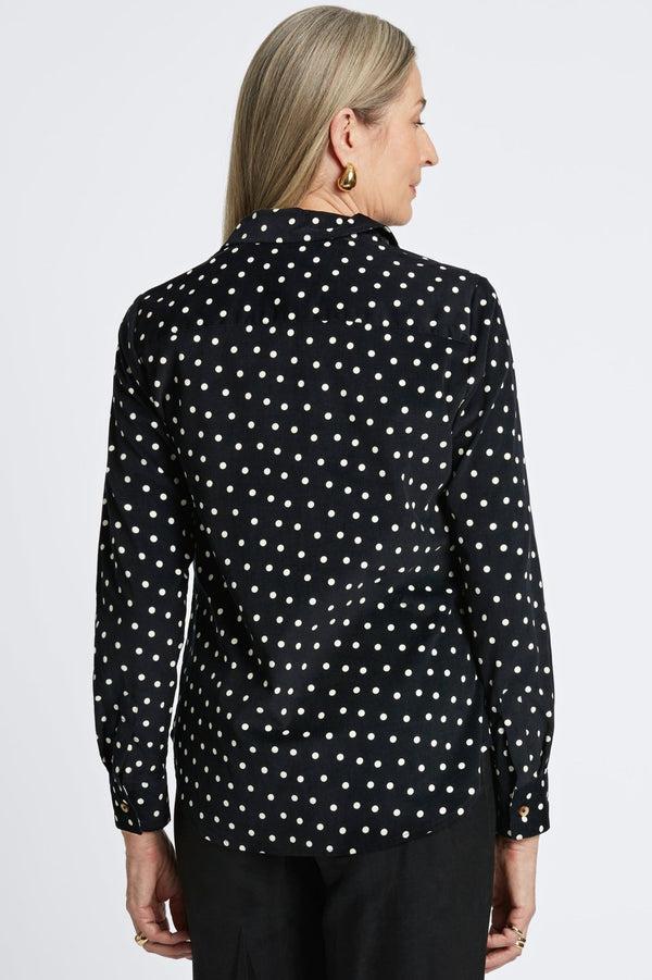 Foxcroft Haven Polka Dot Corduroy Long Sleeve Shirt