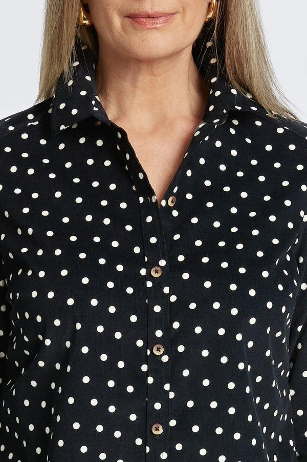 Foxcroft Haven Polka Dot Corduroy Long Sleeve Shirt