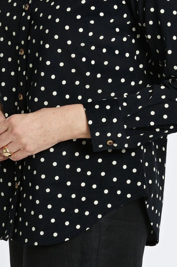 Foxcroft Haven Polka Dot Corduroy Long Sleeve Shirt