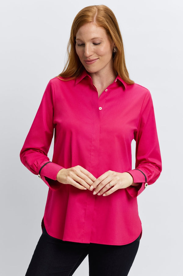 Foxcroft Iris No Iron Stretch Matte Sateen Long Sleeve Shirt