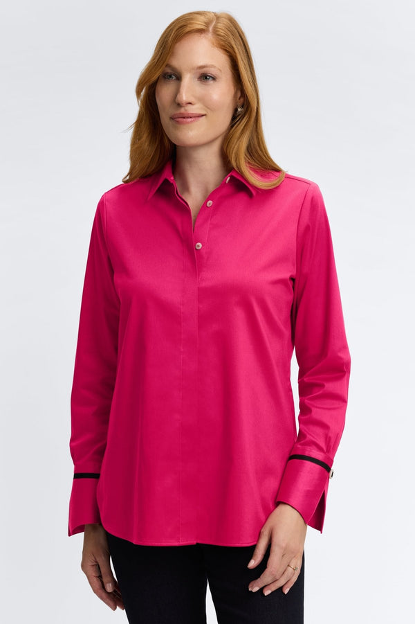 foxcroft Iris No Iron Stretch Matte Sateen Long Sleeve Shirt