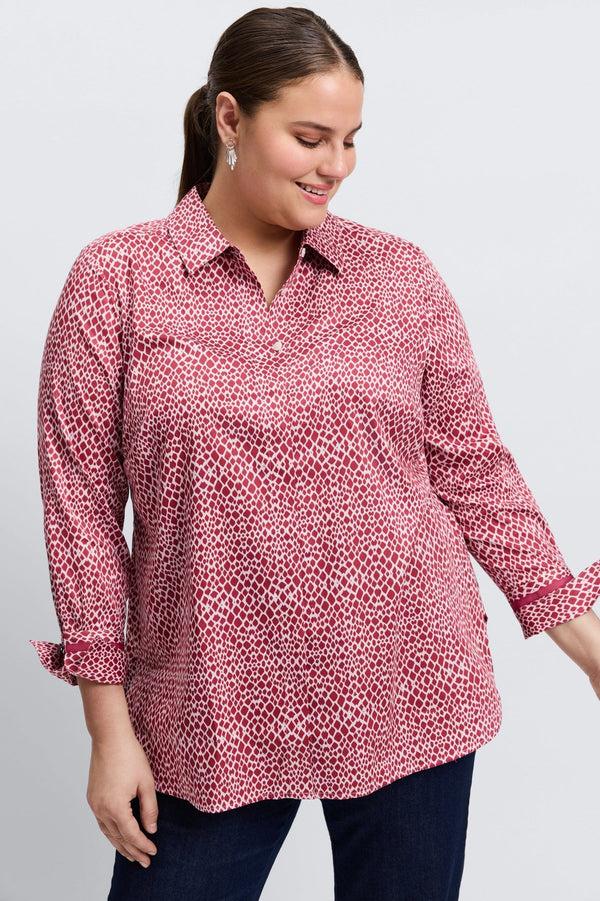 Foxcroft Iris Plus Abstract Snakeskin Long Sleeve Tunic