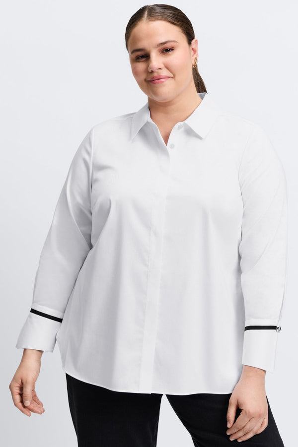 Foxcroft Iris Plus No Iron Stretch Matte Sateen Long Sleeve Shirt