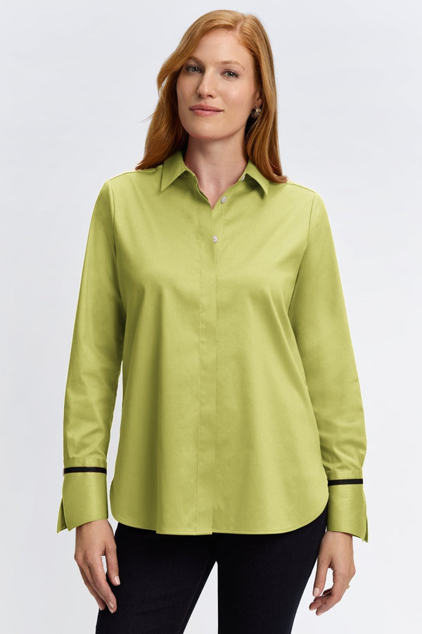 foxcroft Iris Stretch Matte Sateen No Iron Long Sleeve Shirt