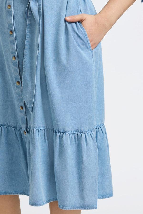 Foxcroft Ivy Plus Tencel® Denim 3/4 Sleeve Midi Dress