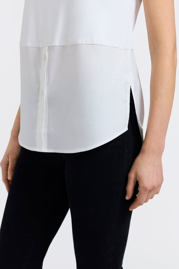 Foxcroft Jesse Knit-Woven Crew Cut Sleeveless Layering Tank