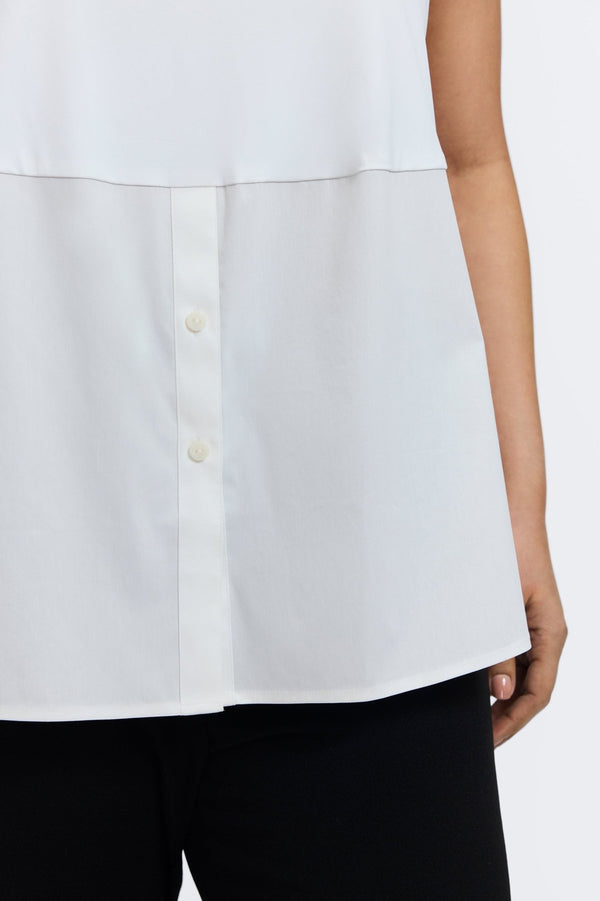 Foxcroft Jesse Plus Knit-Woven Crew Cut Sleeveless Layering Tank