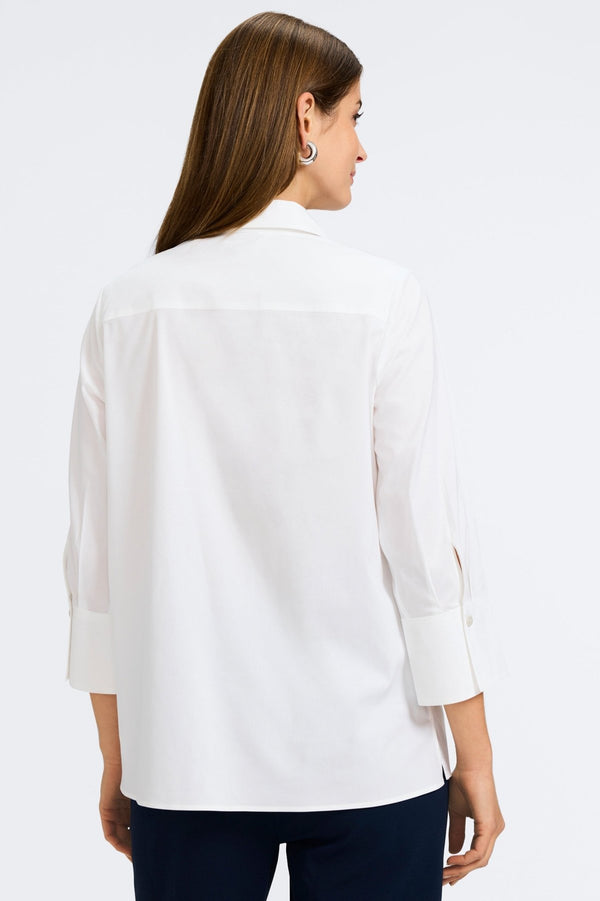 Foxcroft Julia No Iron Stretch Cotton 3/4 Sleeve Popover Shirt