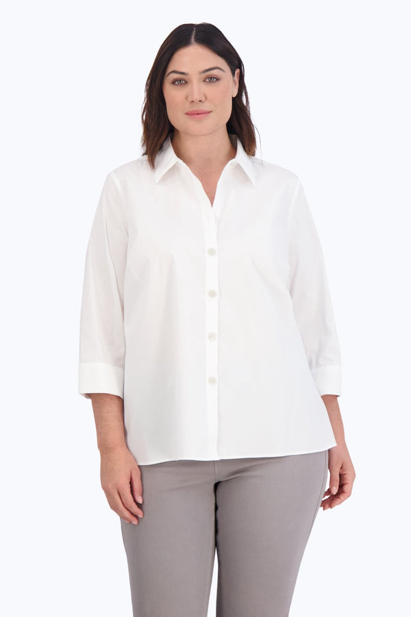 Foxcroft Kelly Plus No Iron Stretch 3/4 Sleeve Shirt