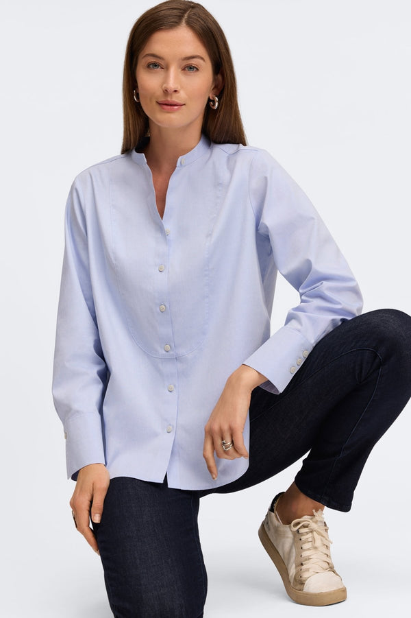 Foxcroft Kris No Iron Pinpoint Tuxedo Bib Long Sleeve Tunic