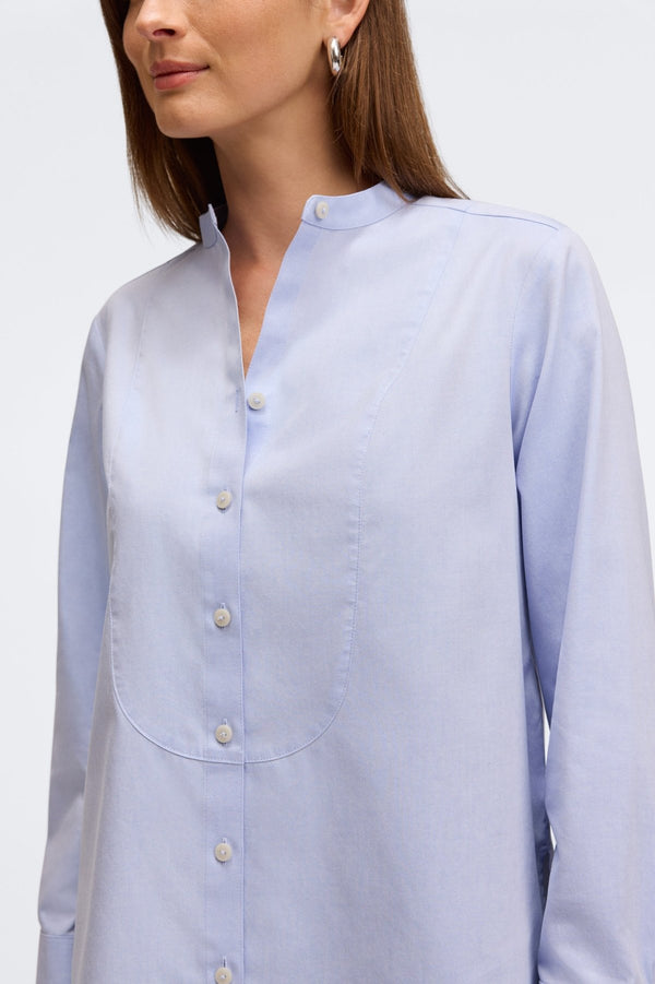 Foxcroft Kris No Iron Pinpoint Tuxedo Bib Long Sleeve Tunic