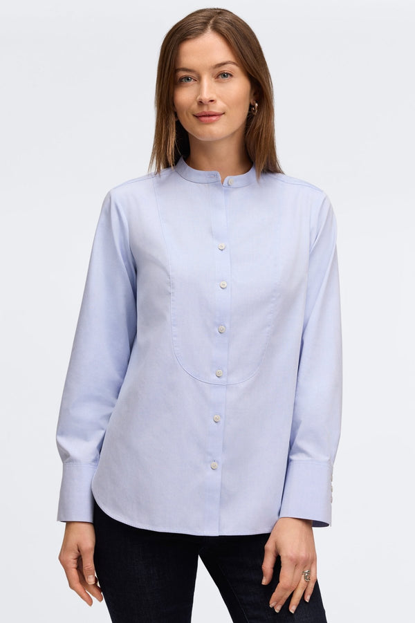 foxcroft Kris No Iron Pinpoint Tuxedo Bib Long Sleeve Tunic