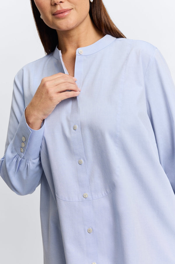 Foxcroft Kris Plus No Iron Pinpoint Tuxedo Bib Long Sleeve Tunic