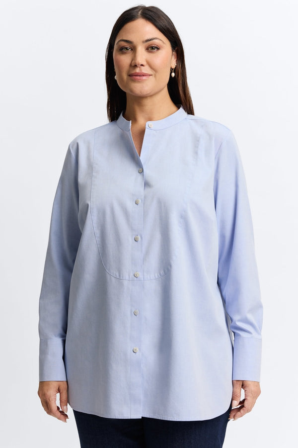 foxcroft Kris Plus No Iron Pinpoint Tuxedo Bib Long Sleeve Tunic