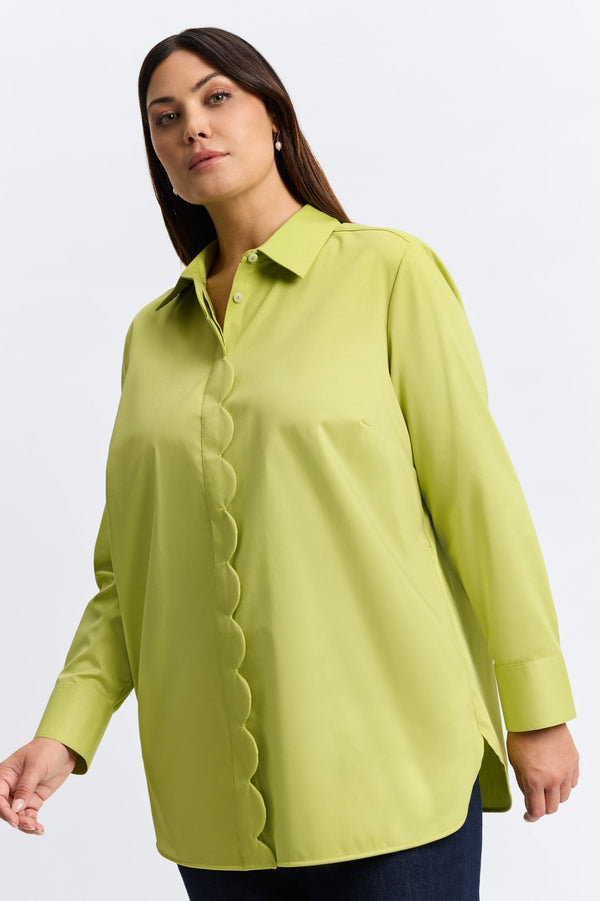 Foxcroft Layla Plus Stretch Matte Sateen No Iron Long Sleeve Tunic