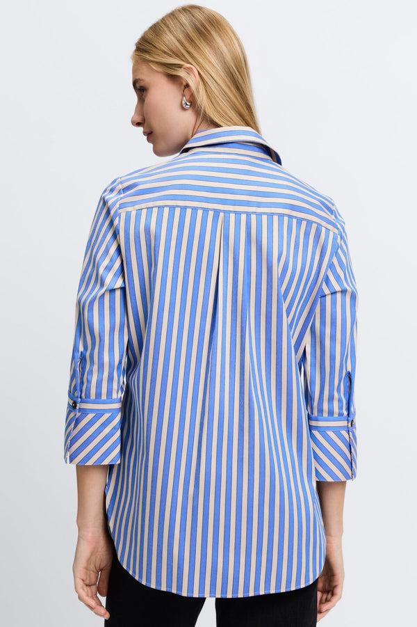 Foxcroft Madison No Iron Stretch Stripe 3/4 Sleeve Tunic