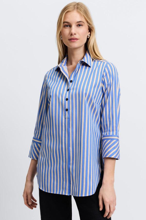 foxcroft Madison No Iron Stretch Stripe 3/4 Sleeve Tunic
