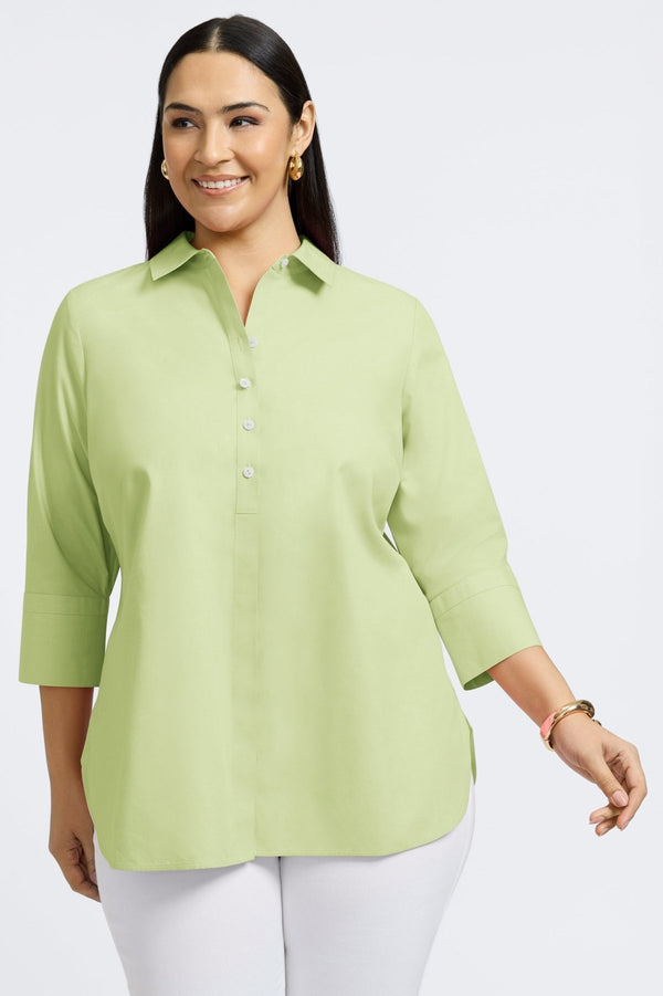 foxcroft Madison Plus No Iron Pinpoint 3/4 Sleeve Tunic