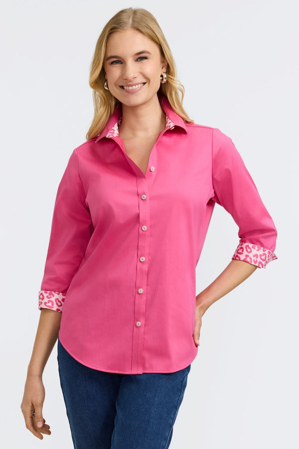 Foxcroft Margie No Iron Stretch Matte Sateen 3/4 Sleeve Shirt