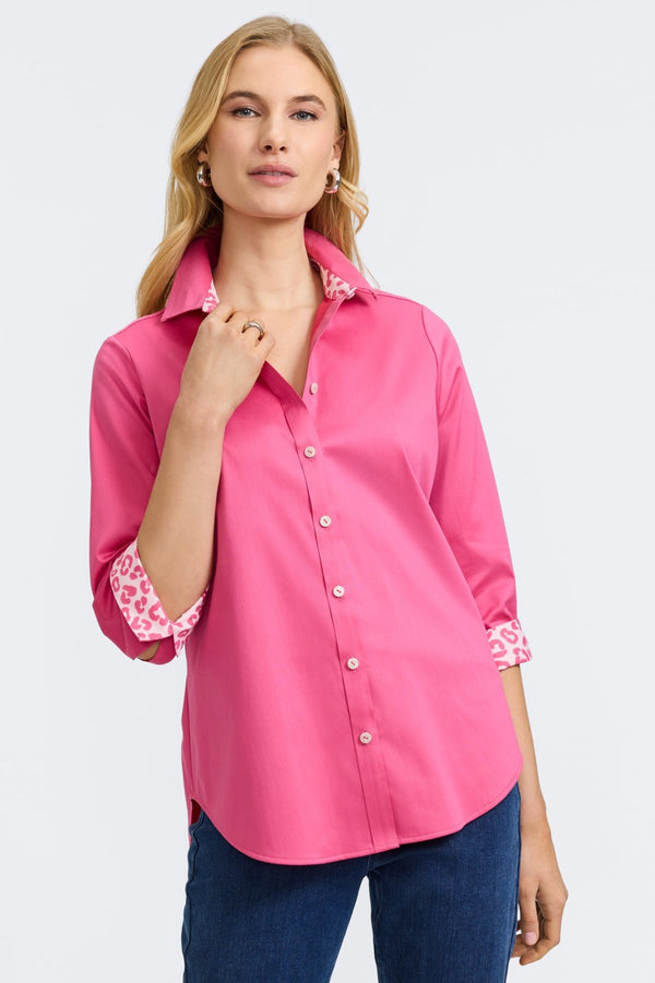 foxcroft Margie No Iron Stretch Matte Sateen 3/4 Sleeve Shirt