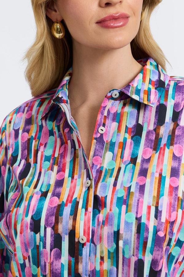 Foxcroft Margie Plus Multicolor Prism Long Sleeve Shirt