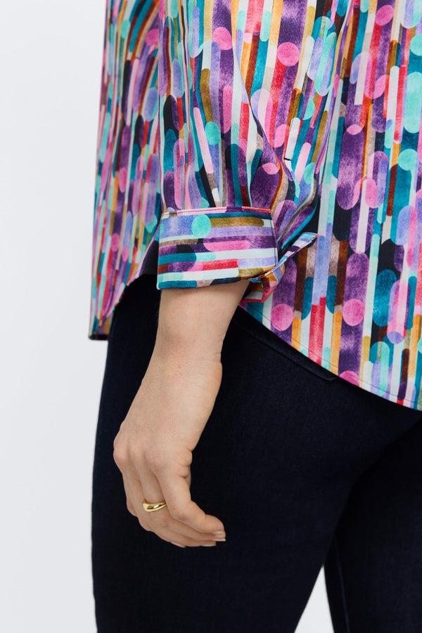 Foxcroft Margie Plus Multicolor Prism Long Sleeve Shirt