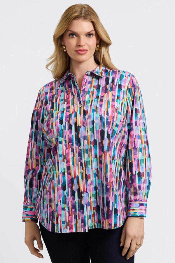 foxcroft Margie Plus Multicolor Prism Long Sleeve Shirt