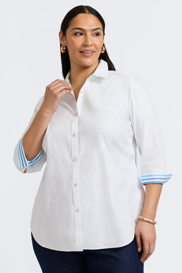 Foxcroft Margie Plus No Iron Pinpoint 3/4 Sleeve Shirt