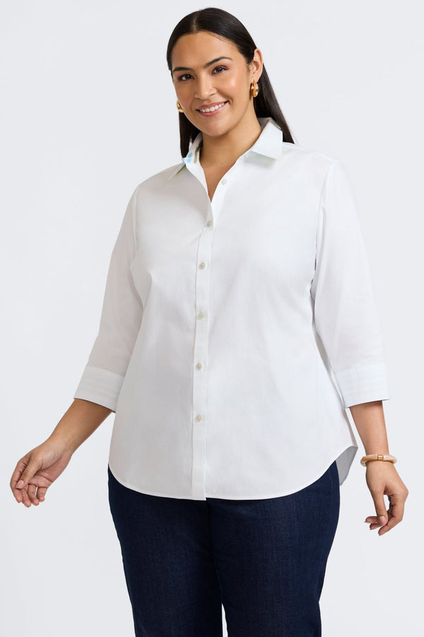 foxcroft Margie Plus No Iron Pinpoint 3/4 Sleeve Shirt