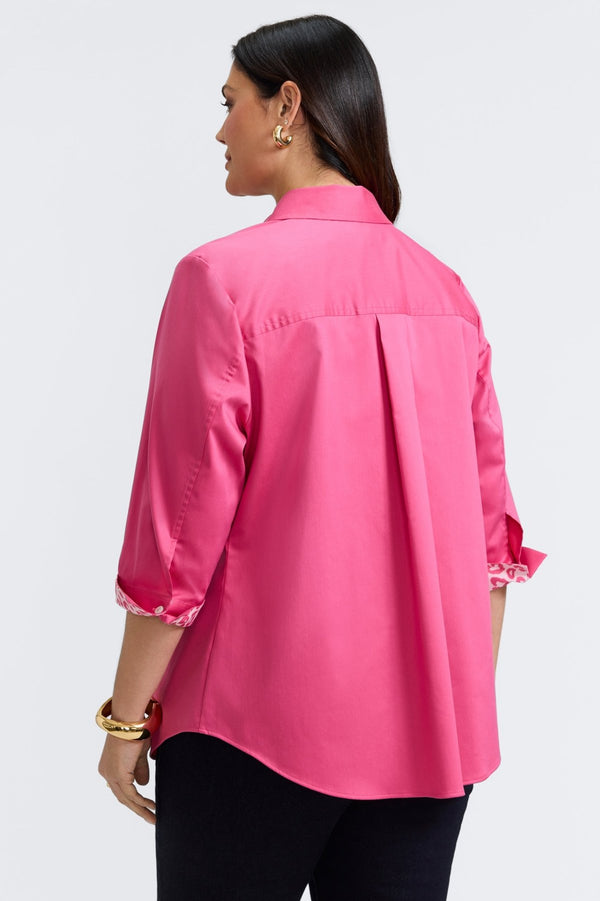 Foxcroft Margie Plus No Iron Stretch Matte Sateen 3/4 Sleeve Shirt