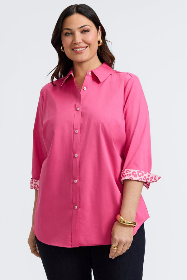 foxcroft Margie Plus No Iron Stretch Matte Sateen 3/4 Sleeve Shirt