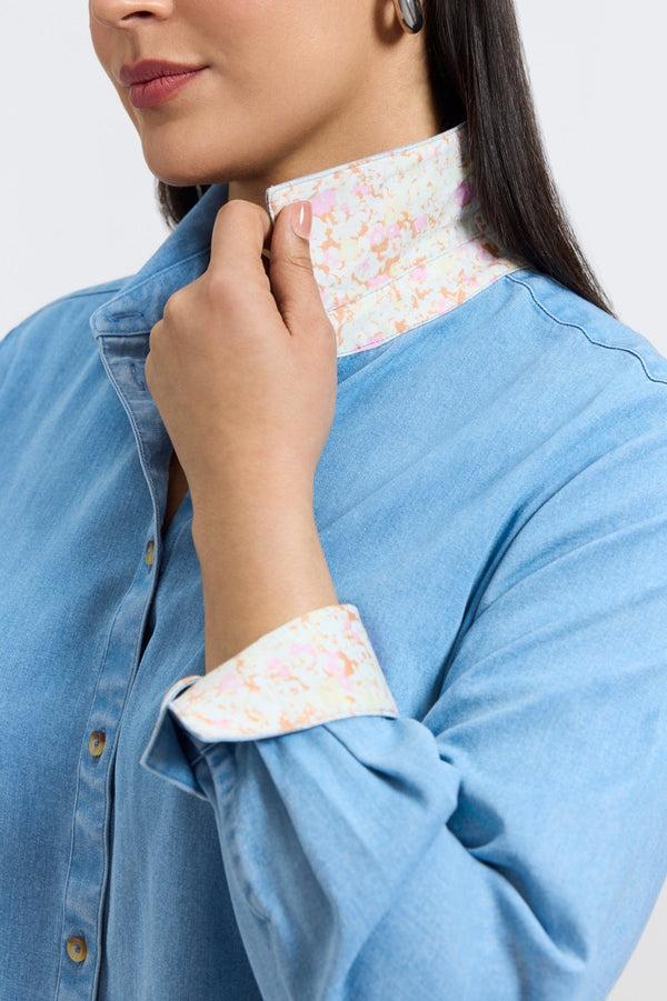 Foxcroft Margie Plus Tencel® Denim Long Sleeve Shirt