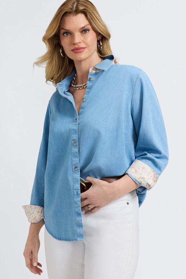 foxcroft Margie Plus Tencel® Denim Long Sleeve Shirt