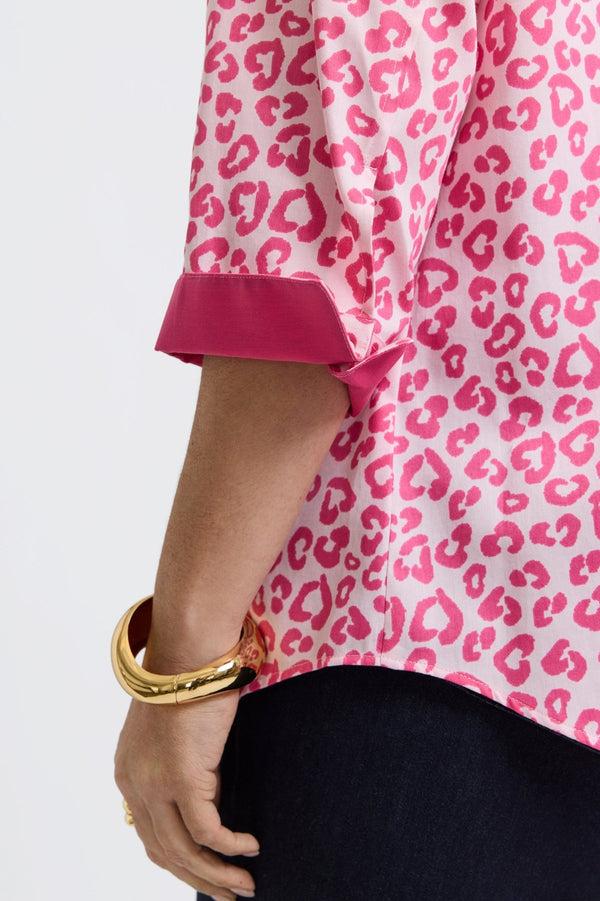 Foxcroft Margie Plus Tonal Cheetah 3/4 Sleeve Shirt