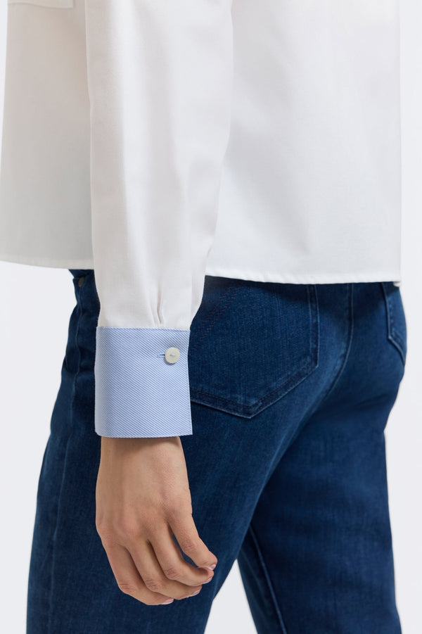 Foxcroft Marina Cavalry Twill Long Sleeve Short Shirt