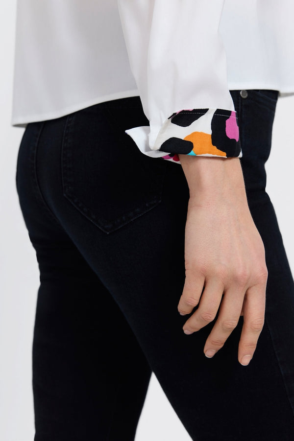 Foxcroft Marina Multicolor Leopard Long Sleeve Short Shirt