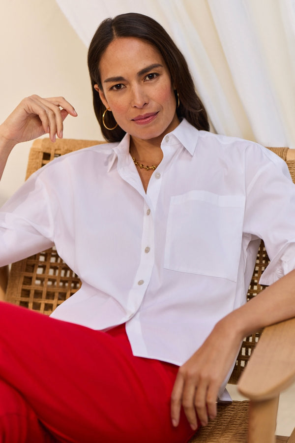 Foxcroft Marina No Iron Stretch Long Sleeve Short Shirt