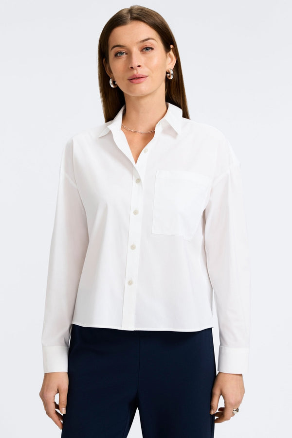 Foxcroft Marina No Iron Stretch Long Sleeve Short Shirt