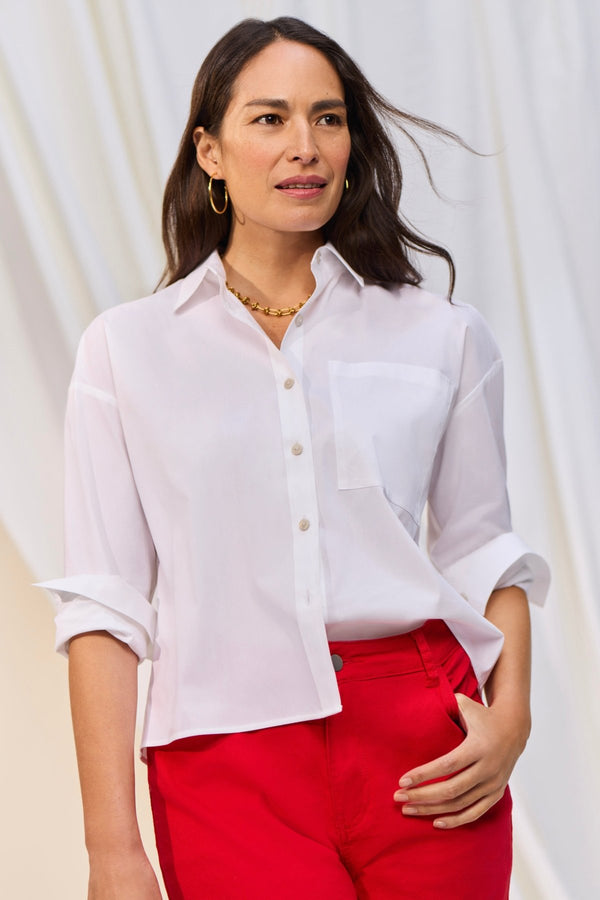 foxcroft Marina No Iron Stretch Long Sleeve Short Shirt