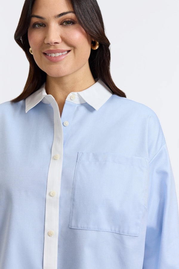 Foxcroft Marina Plus Cavalry Twill Long Sleeve Short Shirt