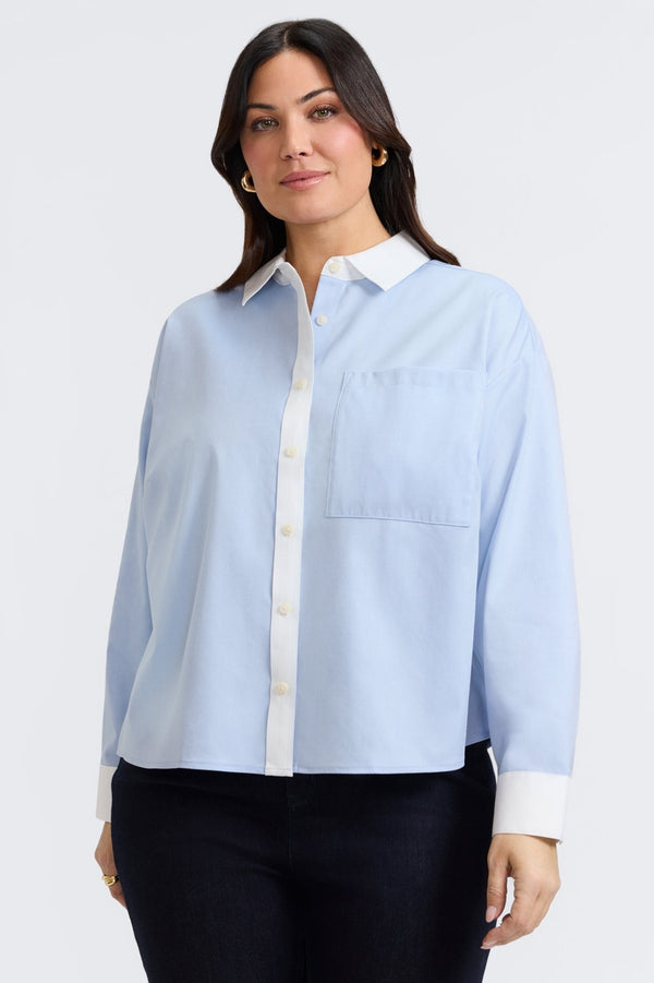 foxcroft Marina Plus Cavalry Twill Long Sleeve Short Shirt