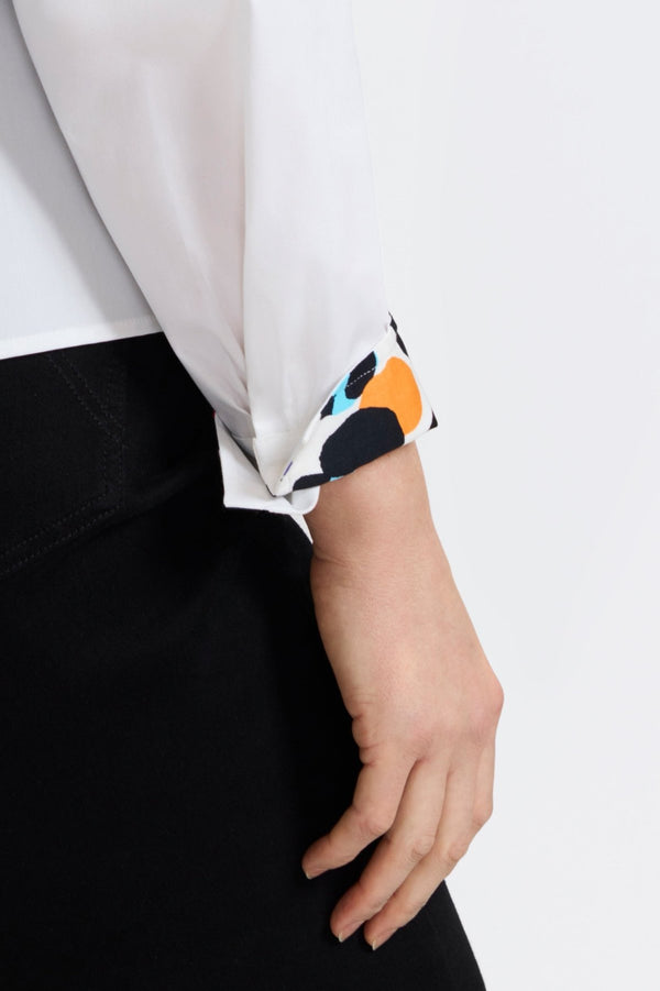 Foxcroft Marina Plus Multicolor Leopard Long Sleeve Short Shirt