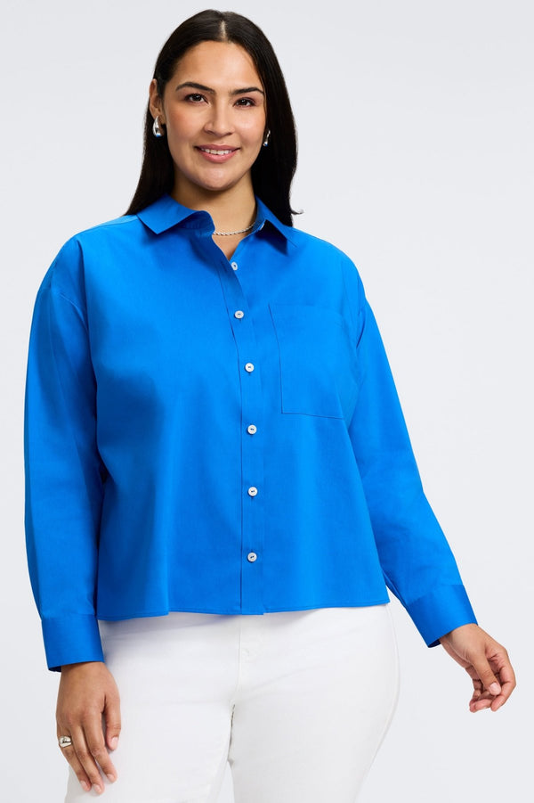Foxcroft Marina Plus No Iron Stretch Cotton Long Sleeve Short Shirt