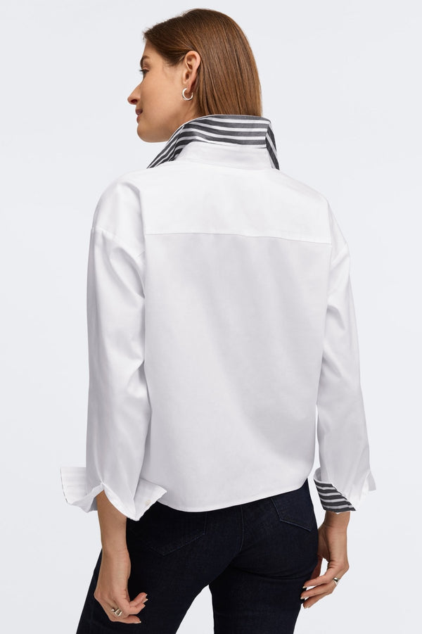 Foxcroft Marina Solid Pinpoint No Iron Pocket Long Sleeve Short Shirt