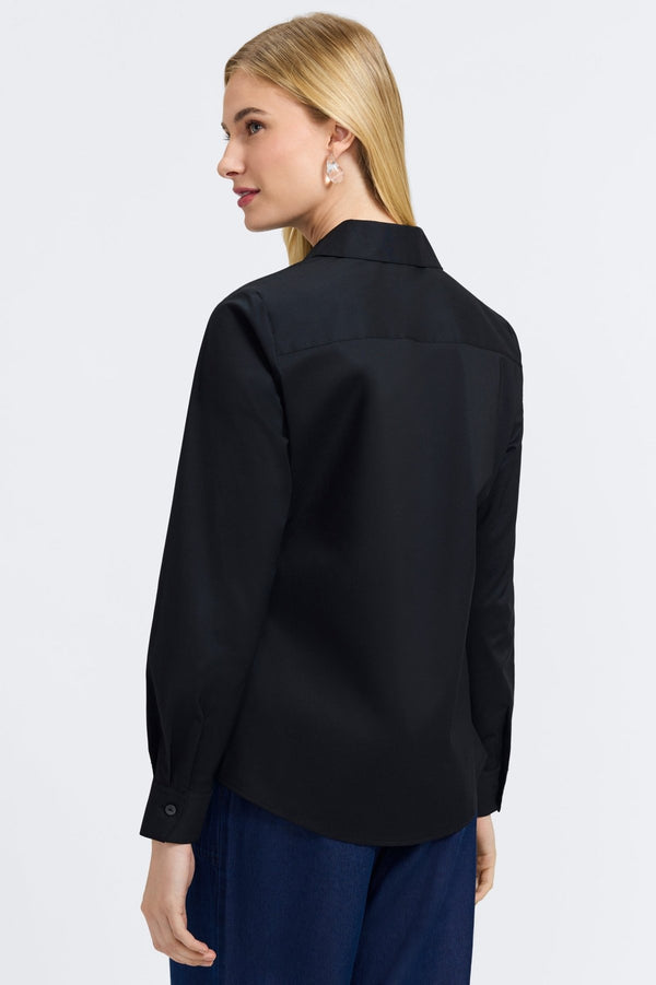 Foxcroft Marlee Green Leopard Trim Long Sleeve Shirt