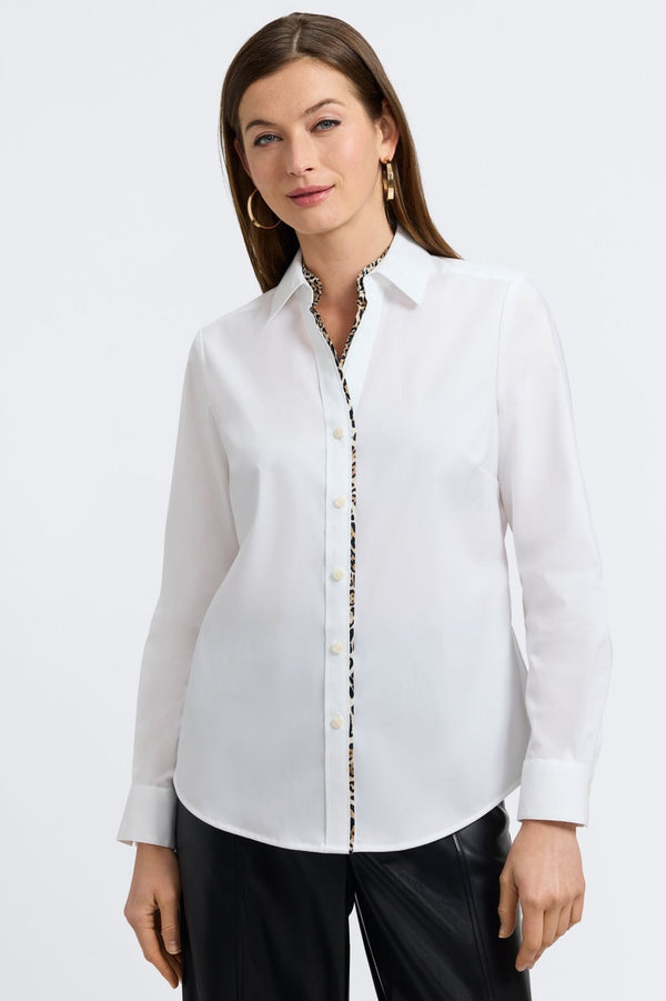 foxcroft Marlee Playful Animal Trim Long Sleeve Shirt