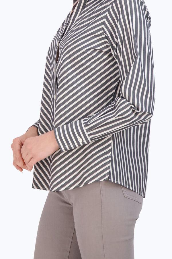 Foxcroft Mary No Iron Stretch Stripe Long Sleeve Shirt