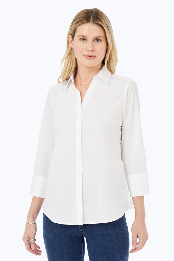 foxcroft Mary Petite No Iron Stretch 3/4 Sleeve Shirt