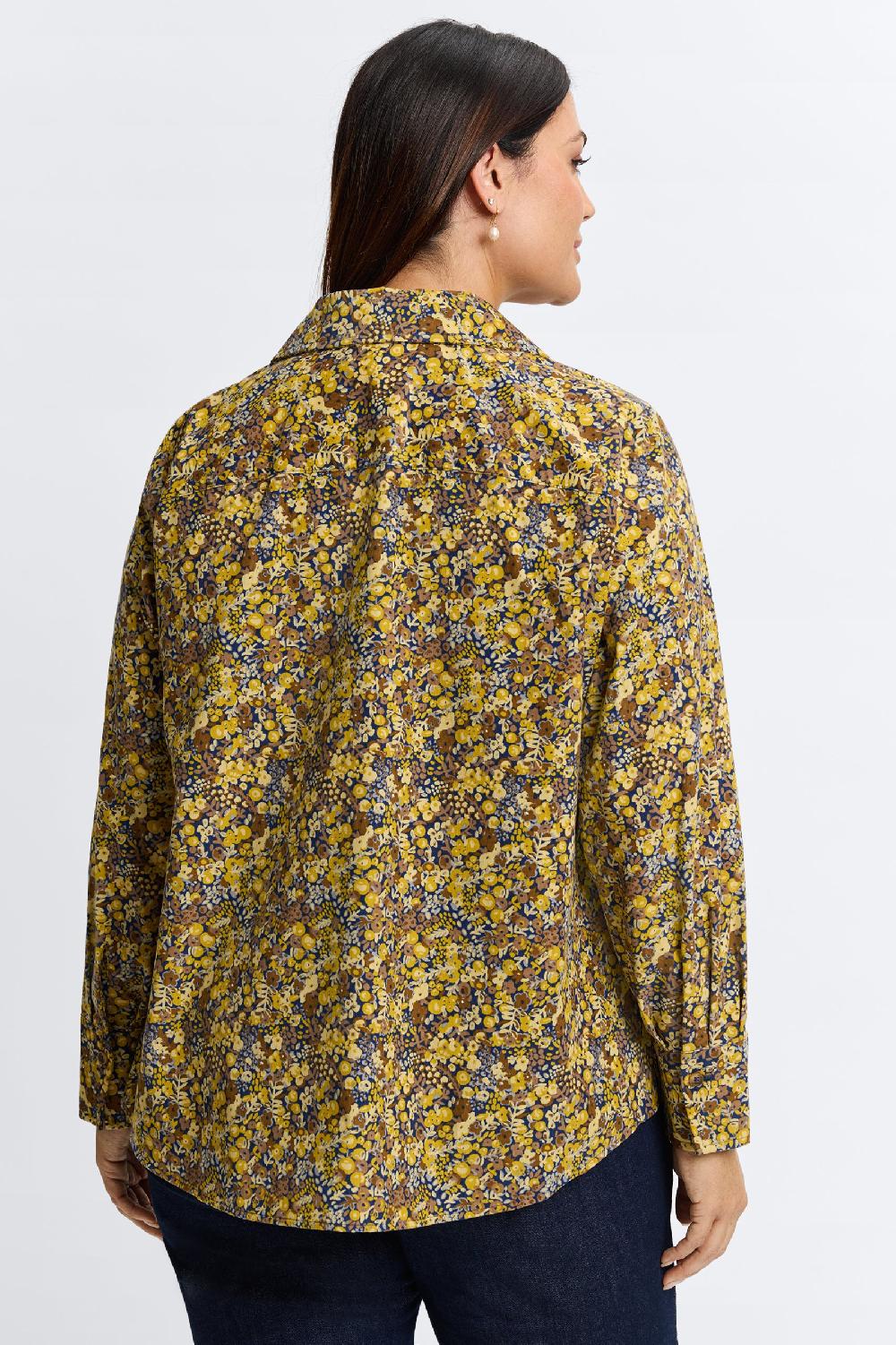 Foxcroft Mary Plus Ditsy Floral Corduroy Long Sleeve Shirt