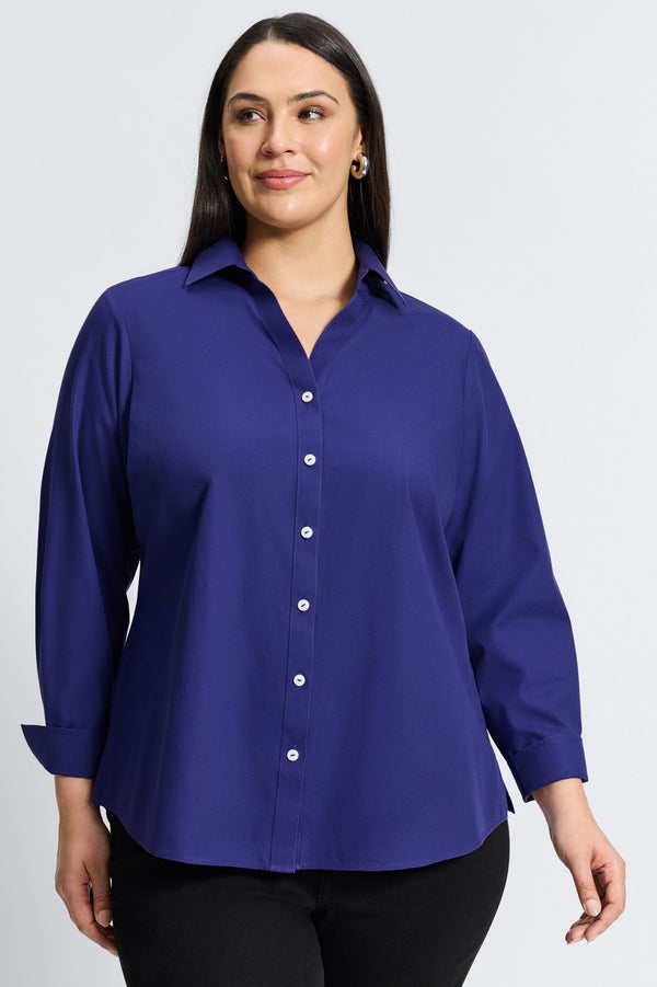 Foxcroft Mary Plus No Iron Pinpoint Long Sleeve Shirt